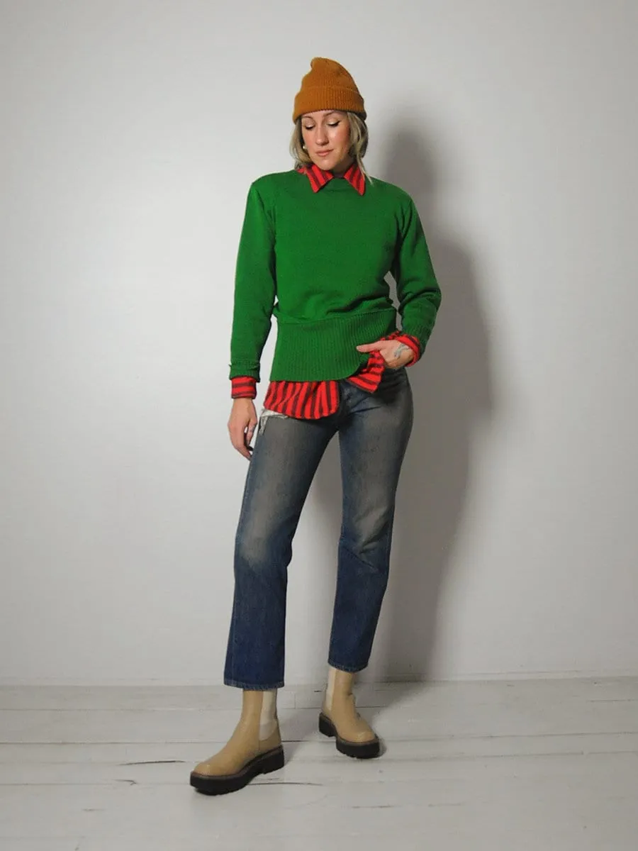 1940's Kelly Green Boatneck Sweater