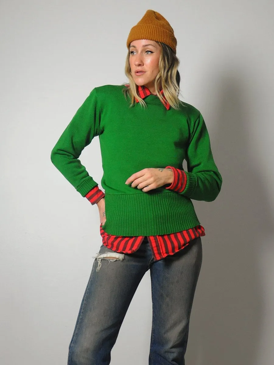 1940's Kelly Green Boatneck Sweater