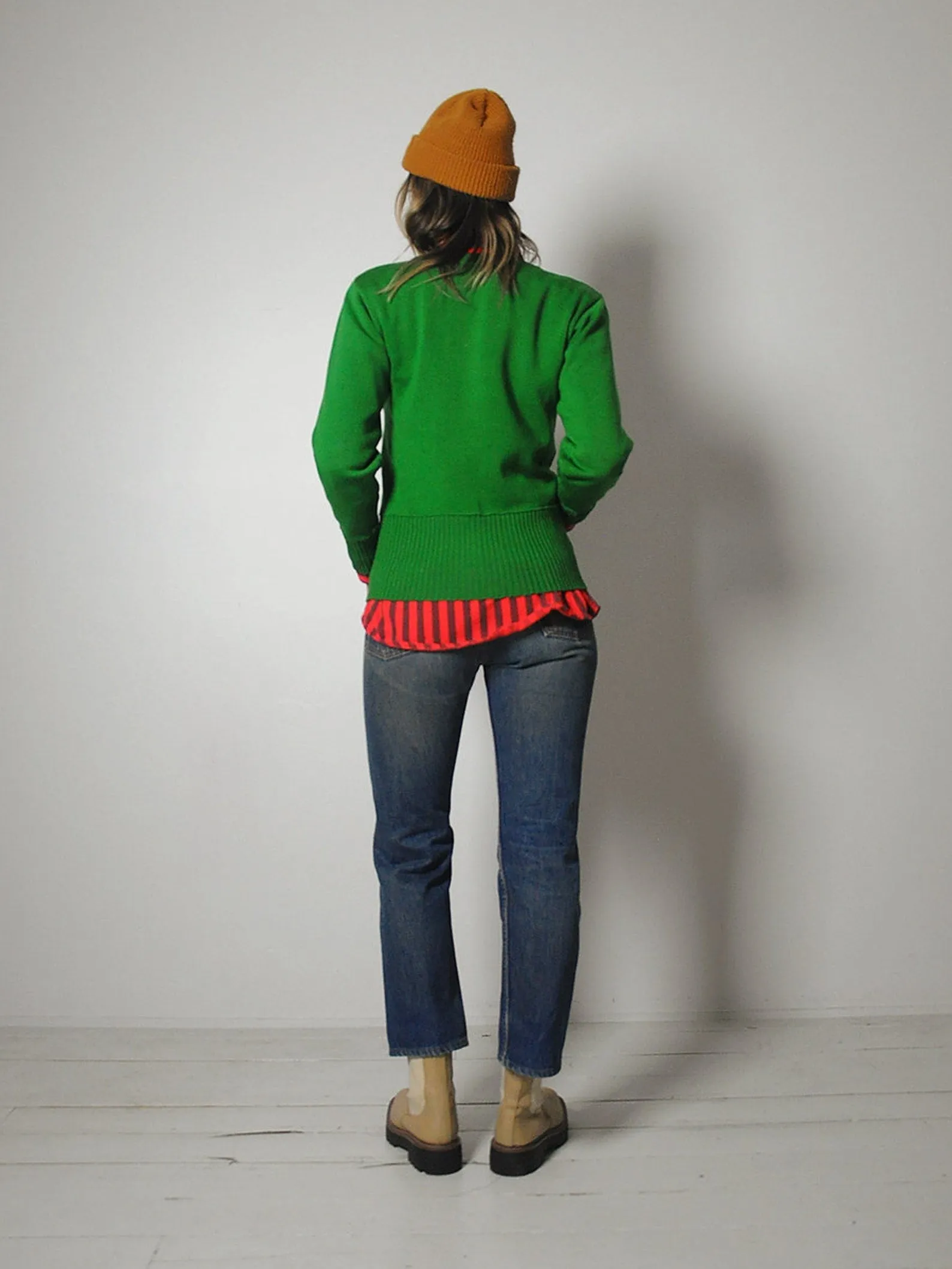 1940's Kelly Green Boatneck Sweater