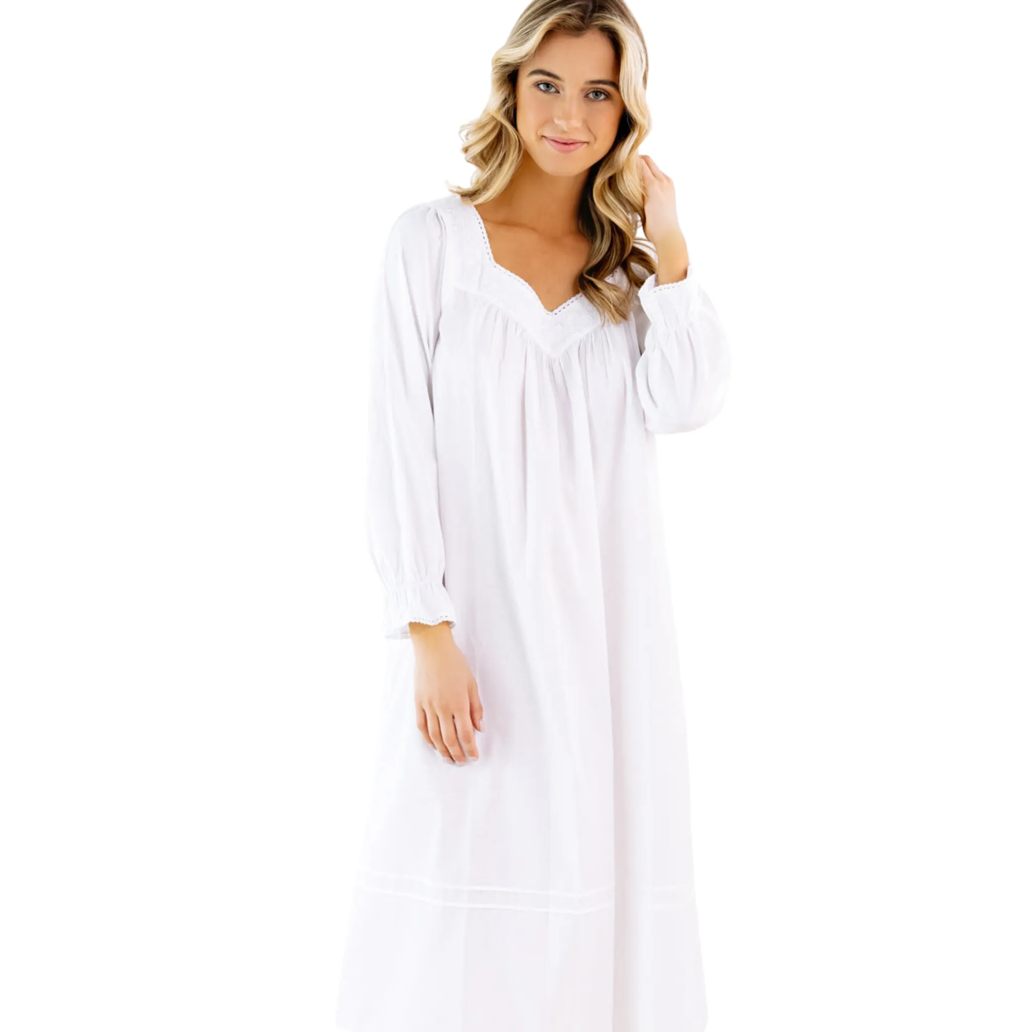 Adelaide White Cotton Nightgown