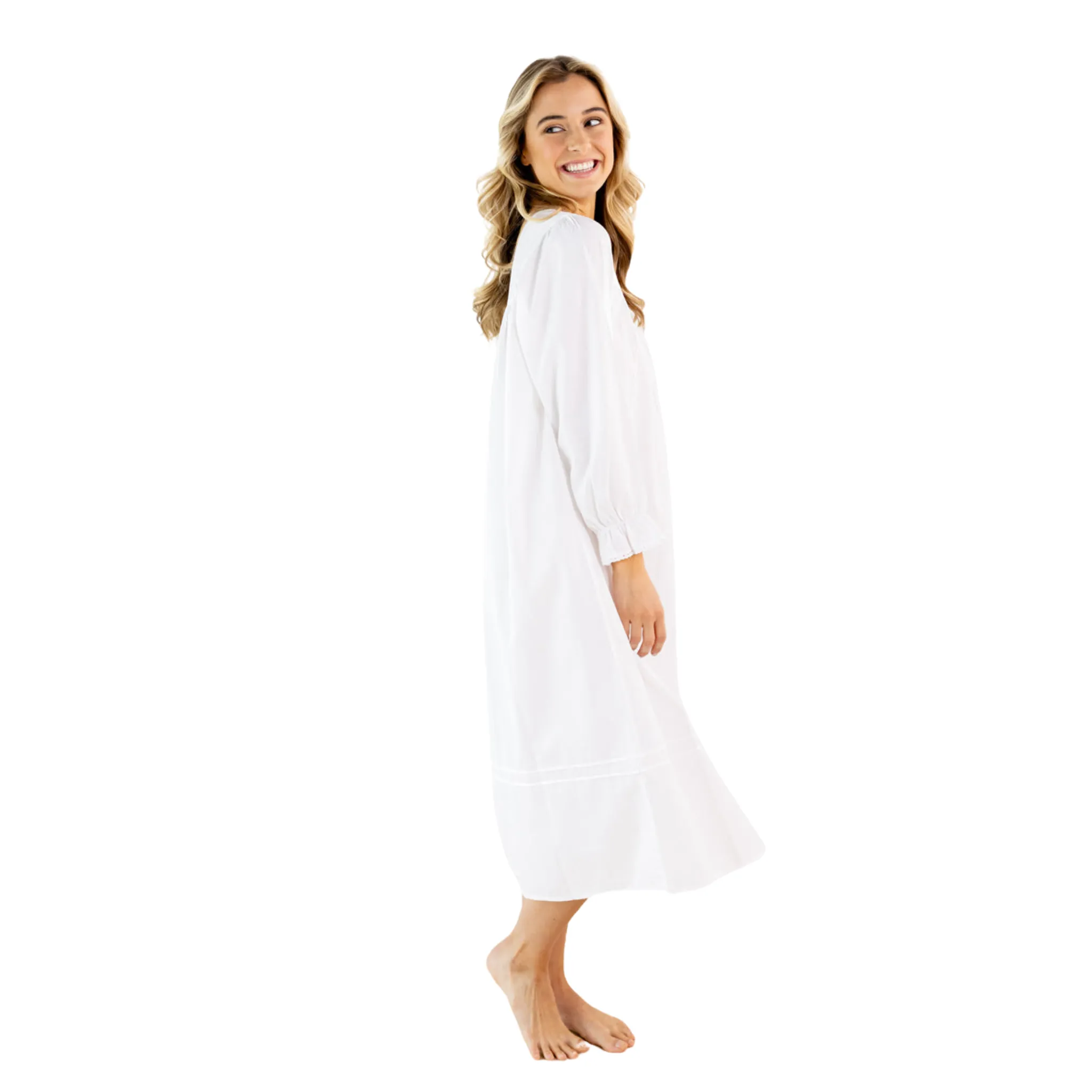 Adelaide White Cotton Nightgown