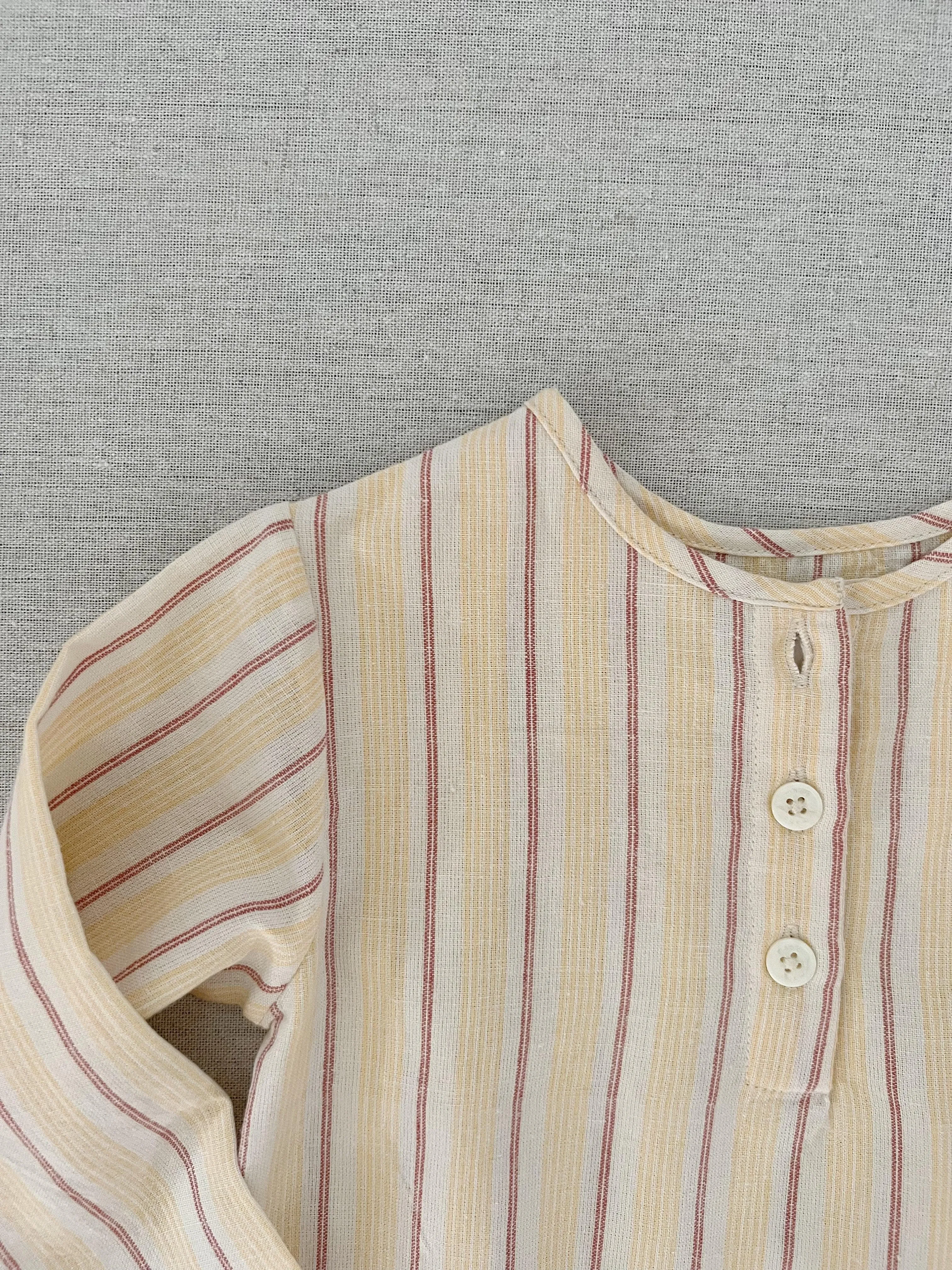 august henley in melon mattress stripe