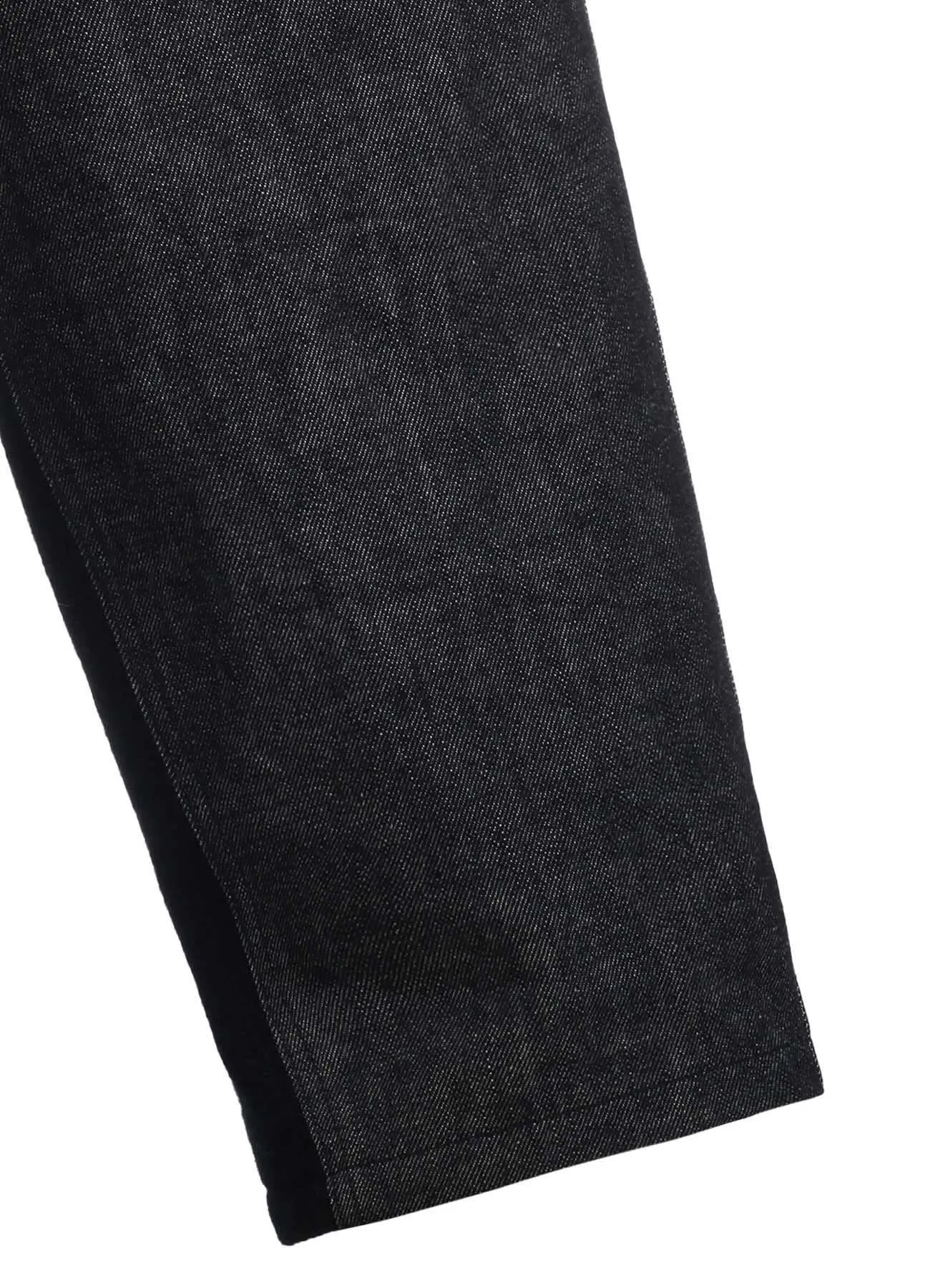 BLACK DENIM  WOOL JERSEY RIB WAIST STRING PANTS