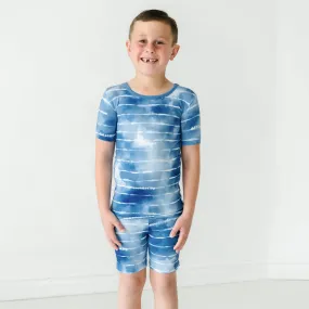 Blue Tie Dye Dreams Two-Piece Short Sleeve & Shorts Pajama Set