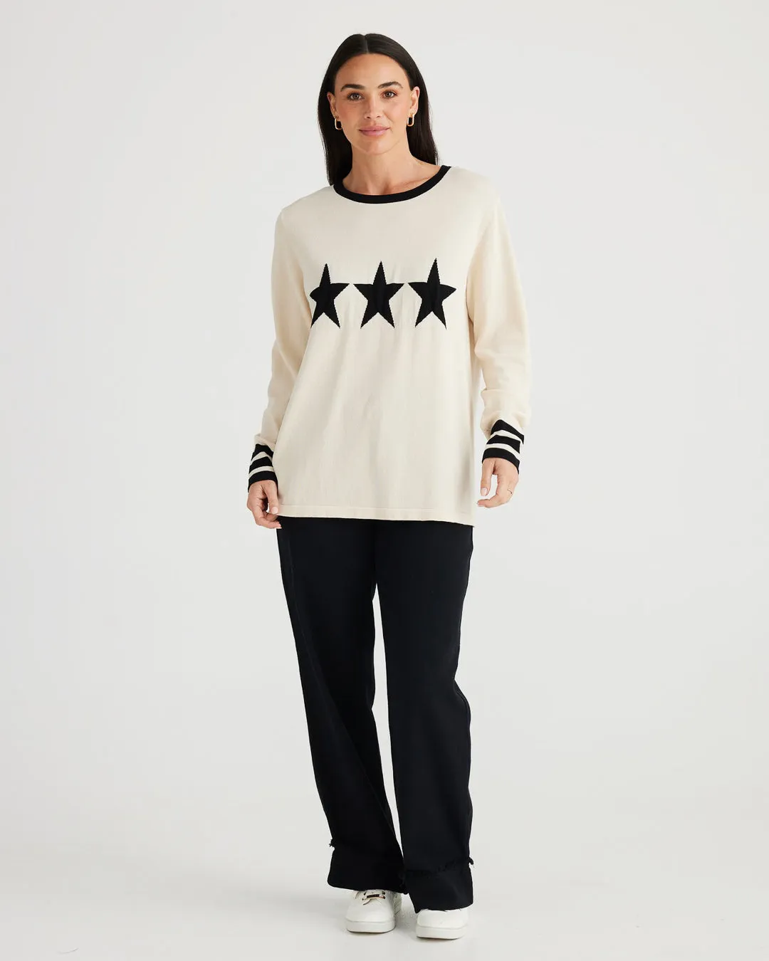 Brave & True Petra Super Star Knit Oat/ Black