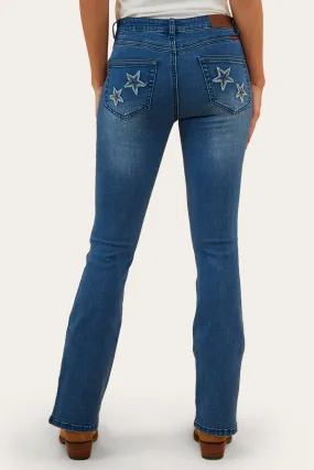 Caroline Rodeo Womens Mid Rise Bootleg Jean - Vintage Blue Wash