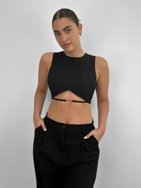 Clasp Waist Detail Ultra Crop Tank