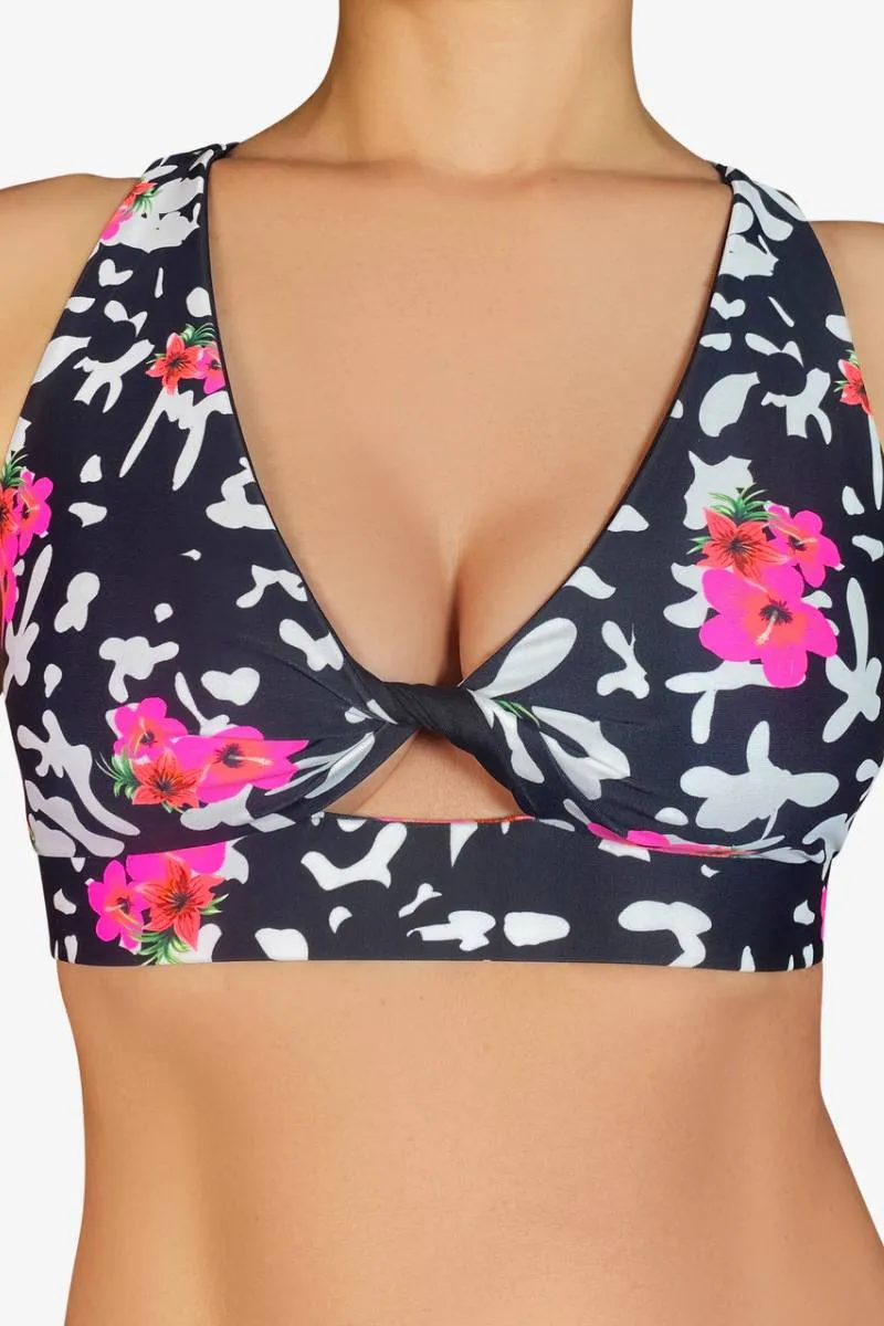 Cleo the Hurricane Twist Sports Bra - Pink Hibiscus