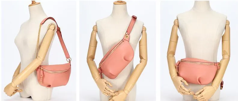 Colorful Leather Fanny Packs Chest Bags For Women