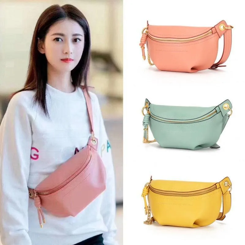 Colorful Leather Fanny Packs Chest Bags For Women