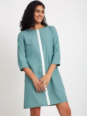 Colour Block Shift Dress - Sap Green