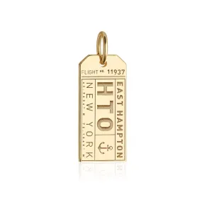 East Hampton New York USA HTO Luggage Tag Charm Solid Gold