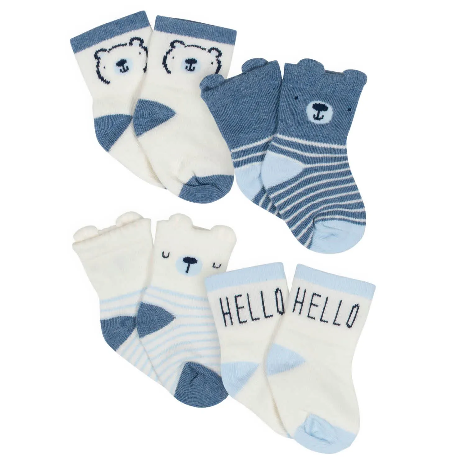 Gerber Organic 4-Pack Baby Boys Teddy Wiggle Proof Socks