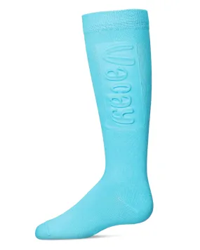 Girls Embossed VACAY Cotton Blend Knee High Socks