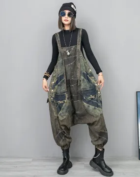 HEYFANCYSTYLE Distressed Drop Crotch Jumpsuit