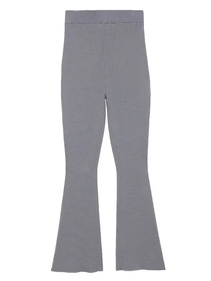 High Waisted Ribbed Knit Flared Pants