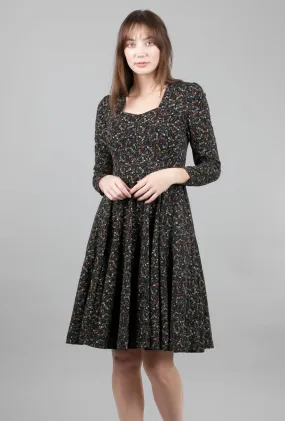 Margot Dress, Black Craft Print