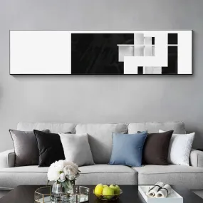 Minimalist Black White Color Block Abstract Wall Art Fine Art Canvas Prints Wide Format Pictures For Above The Sofa Modern Art For Above The Bed