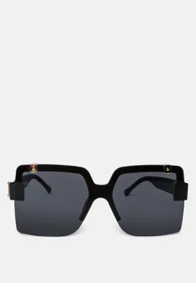 Oversized Half Rim Tinted Square Sunglasses