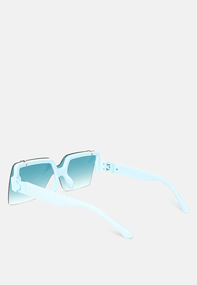 Oversized Half Rim Tinted Square Sunglasses