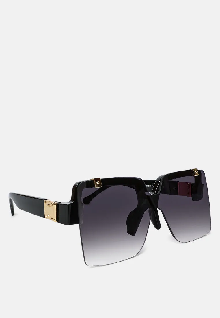 Oversized Half Rim Tinted Square Sunglasses