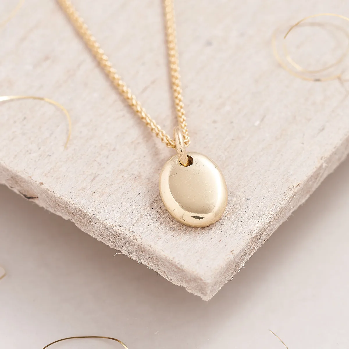 Pebble Personalised Solid Gold Charm