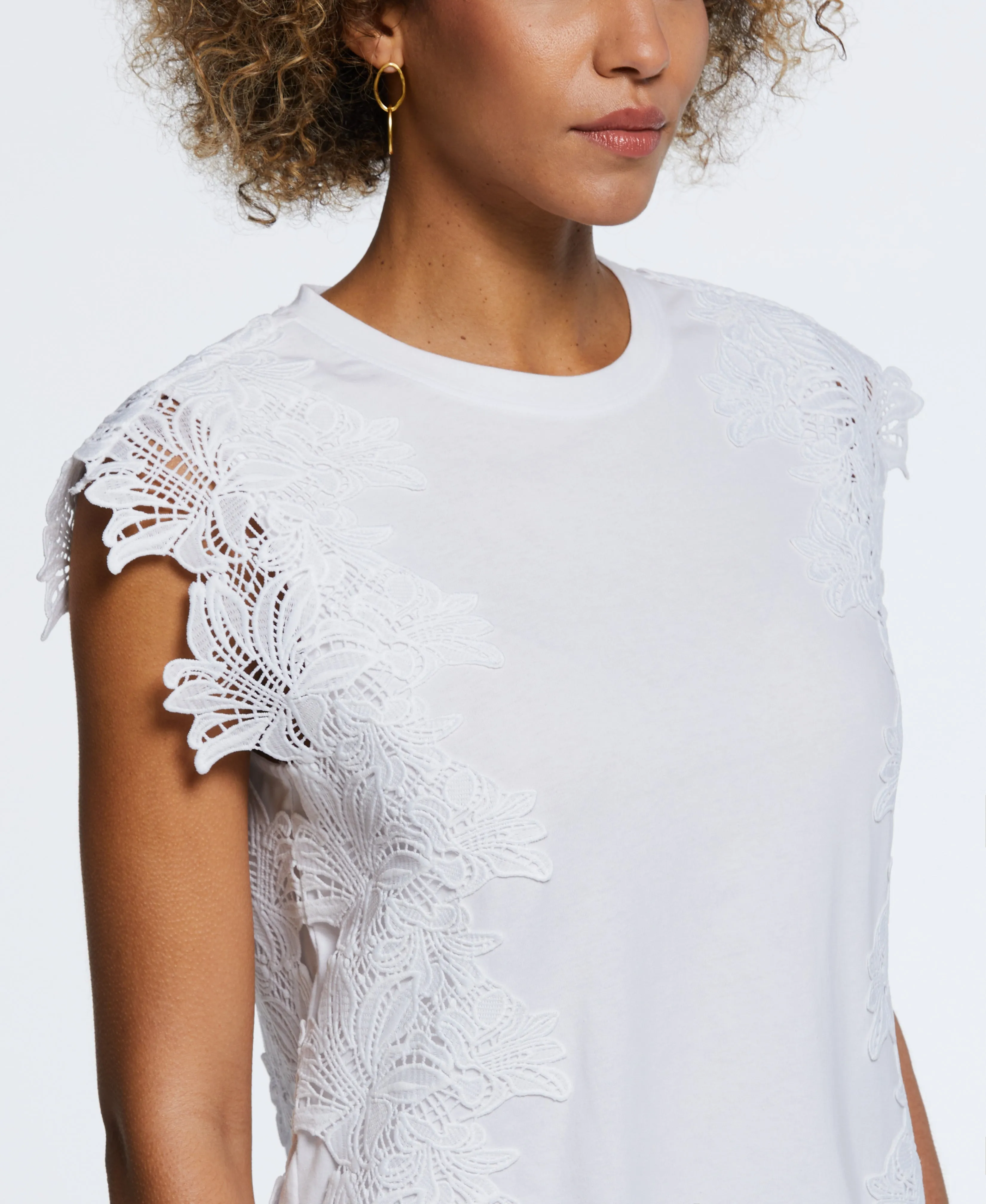 Petite Knit Top with Lace Detail