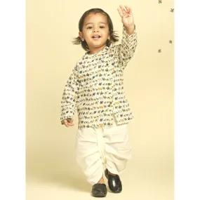 Polka Tots Dhoti Kurta Set for Boys 100% Super Soft Cotton Traditional Ethnic Wear For Kids Navy Blue Camel Cream