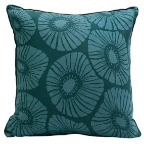 Retro Flowers Dark Teal Cushion Cover, 50 cm