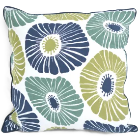 Retro Flowers Green & Blue Cushion Cover, 45cm