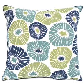 Retro Flowers Green & Blue Cushion Cover, 65 cm