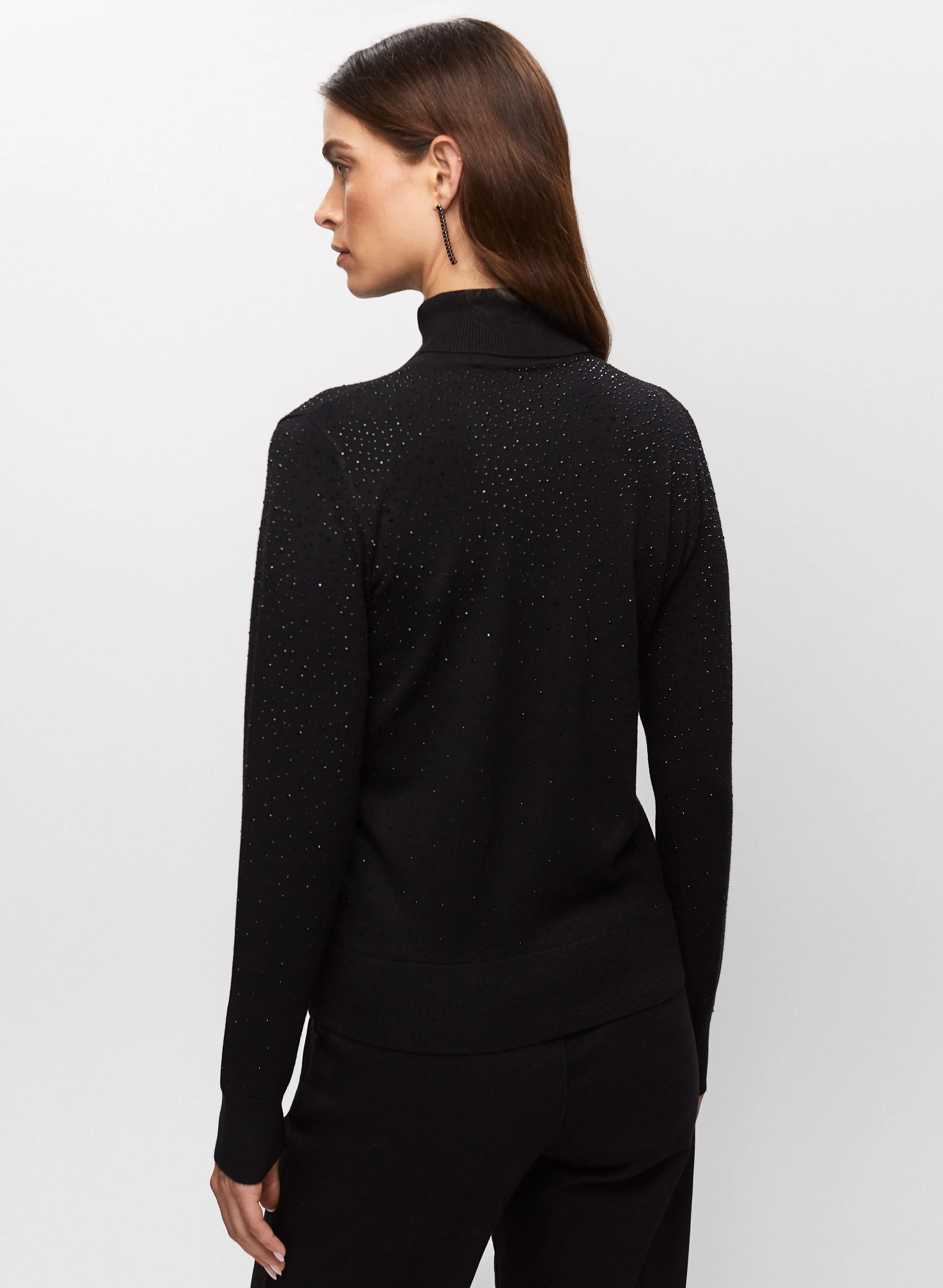 Rhinestone Detail Turtleneck Sweater