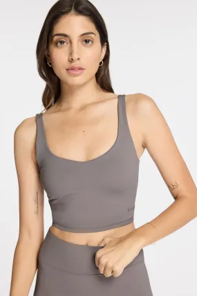 V-Neck Tempo Crop Bra - Iron