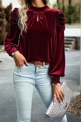 VELVET PUFF SLEEVE TOP