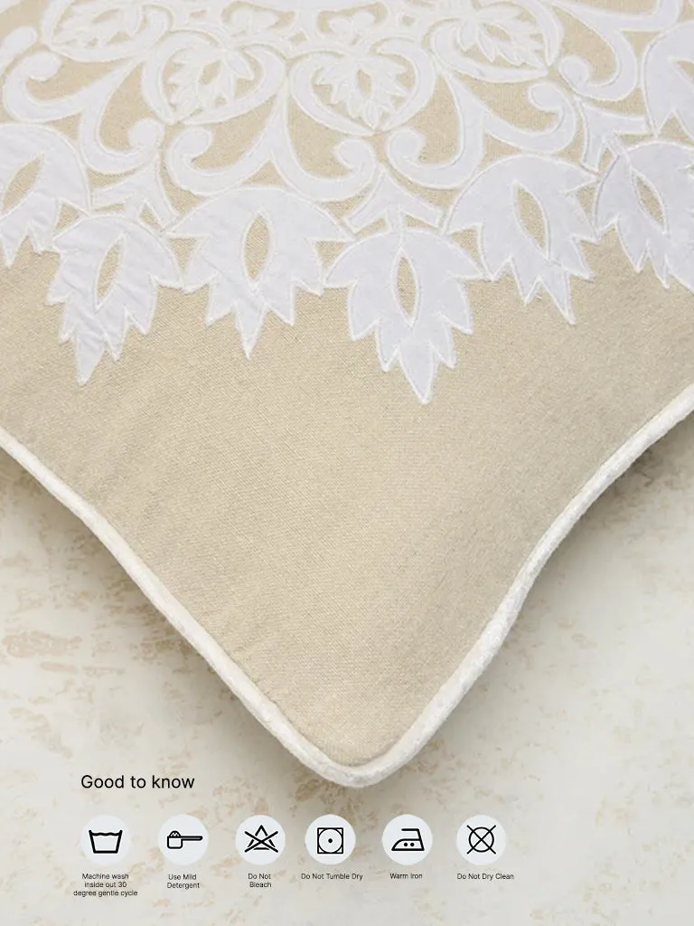 Westside Home Beige Mandala Applique Cushion Cover