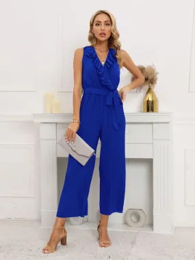 Women's Ruffle Rim Tie Waist Jumpsuit