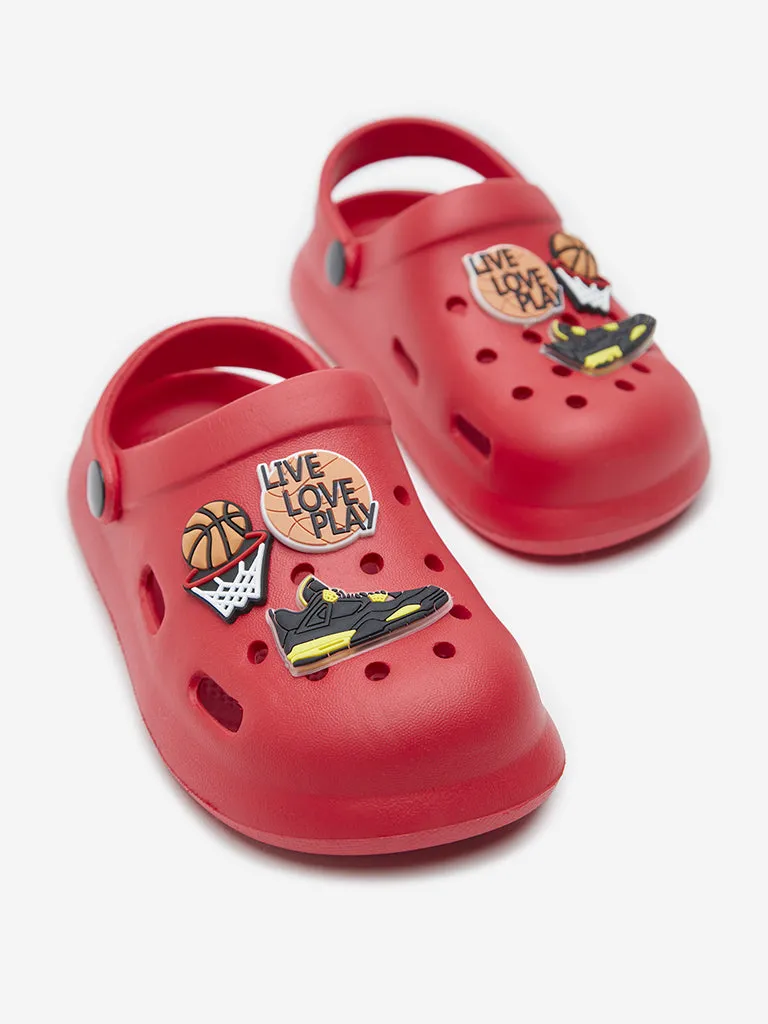 Yellow Red Applique Detailed Clogs